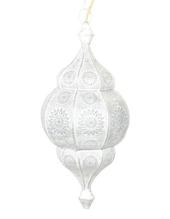 Lampa v orientálním stylu s jemným vzorem, bílá, uvnitř bílá, 25x25x50cm