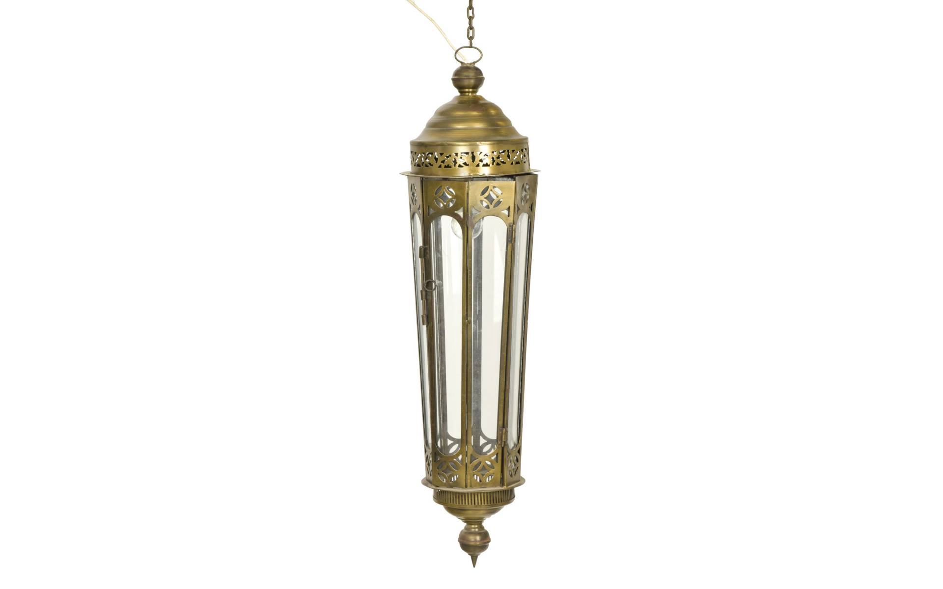 Presklená lampa v orientálnom štýle, zlatá patina, 20x75cm