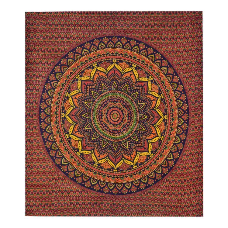 Prikrývka na posteľ, pestrofarebná mandala, 230x202cm, modro-oranžový