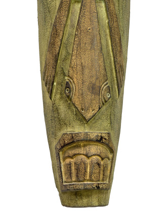 Domorodá maska z balzového dreva, zelená patina, 22x155cm