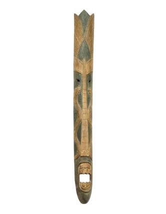 Domorodá maska z balzového dreva, zelená patina, 201cm
