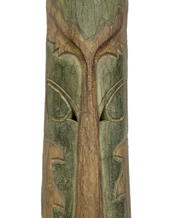 Domorodá maska z balzového dreva, zelená patina, 202cm