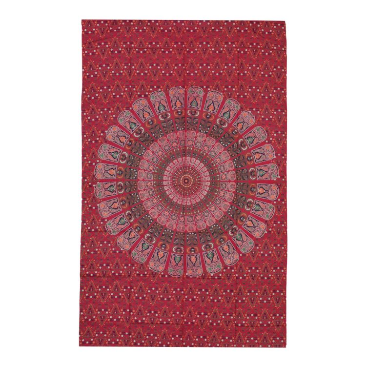 Prikrývka na posteľ "Barmeri round" kvety, červeno-zelený 130x210cm