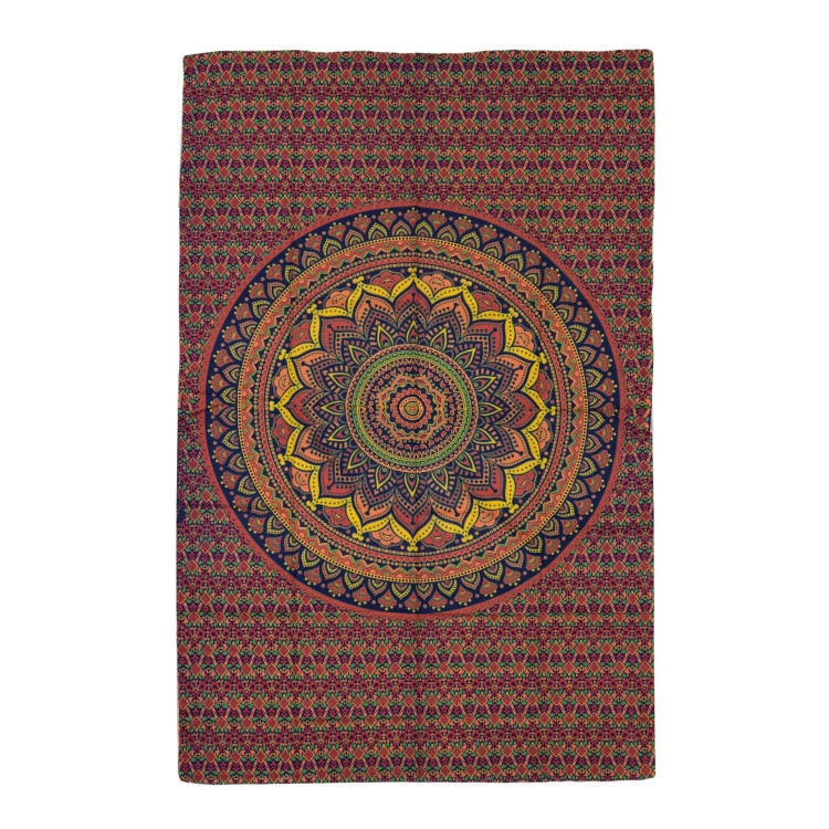 Prikrývka na posteľ, kvetinová mandala, modro-červený 130x210cm