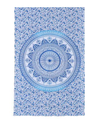 Prehoz na posteľ, bielo-modrý, Mandala 200x130cm