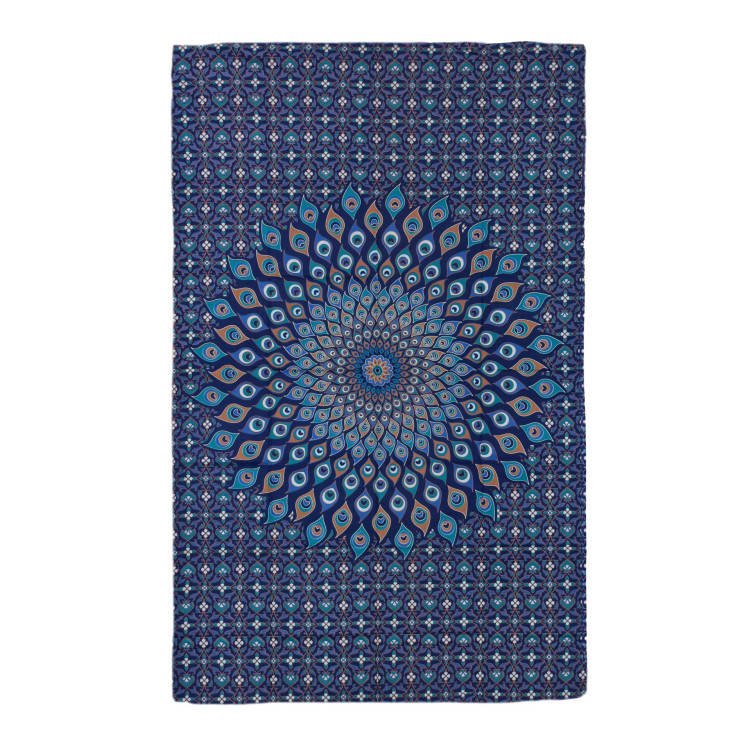 Prehoz na posteľ modro-zelený s Mandalou z pávích pier 200x130cm