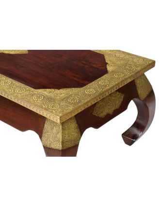 Ópiový stolík z palisandrového dreva zdobený kovaním, 120x60x46cm
