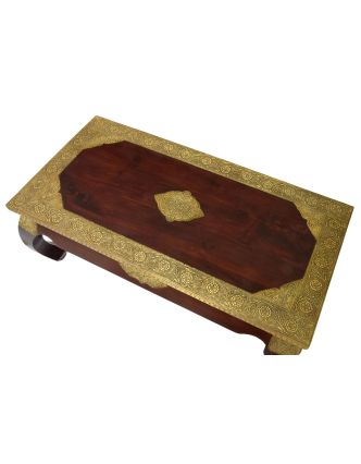 Konferenčný stolík z palisandrového dreva zdobený kovaním, 120x60x46cm