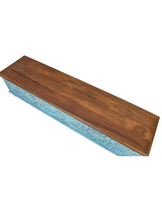 Truhla z mangového dřeva zdobená ručními řezbami, 180x43x45cm