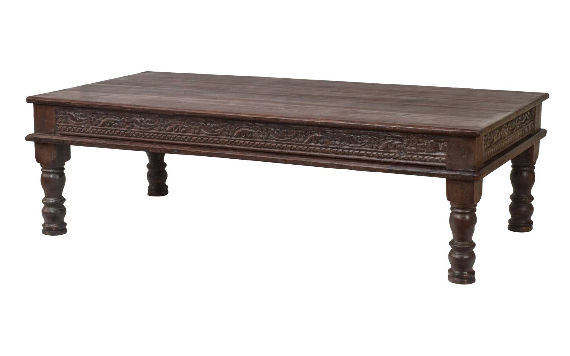 Konferenčný stolík z teakového dreva, ručne vyrezávaný, 182x93x55cm