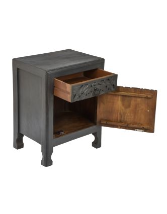 Nočný stolík z mangového dreva, čierna patina, 45x34x60cm