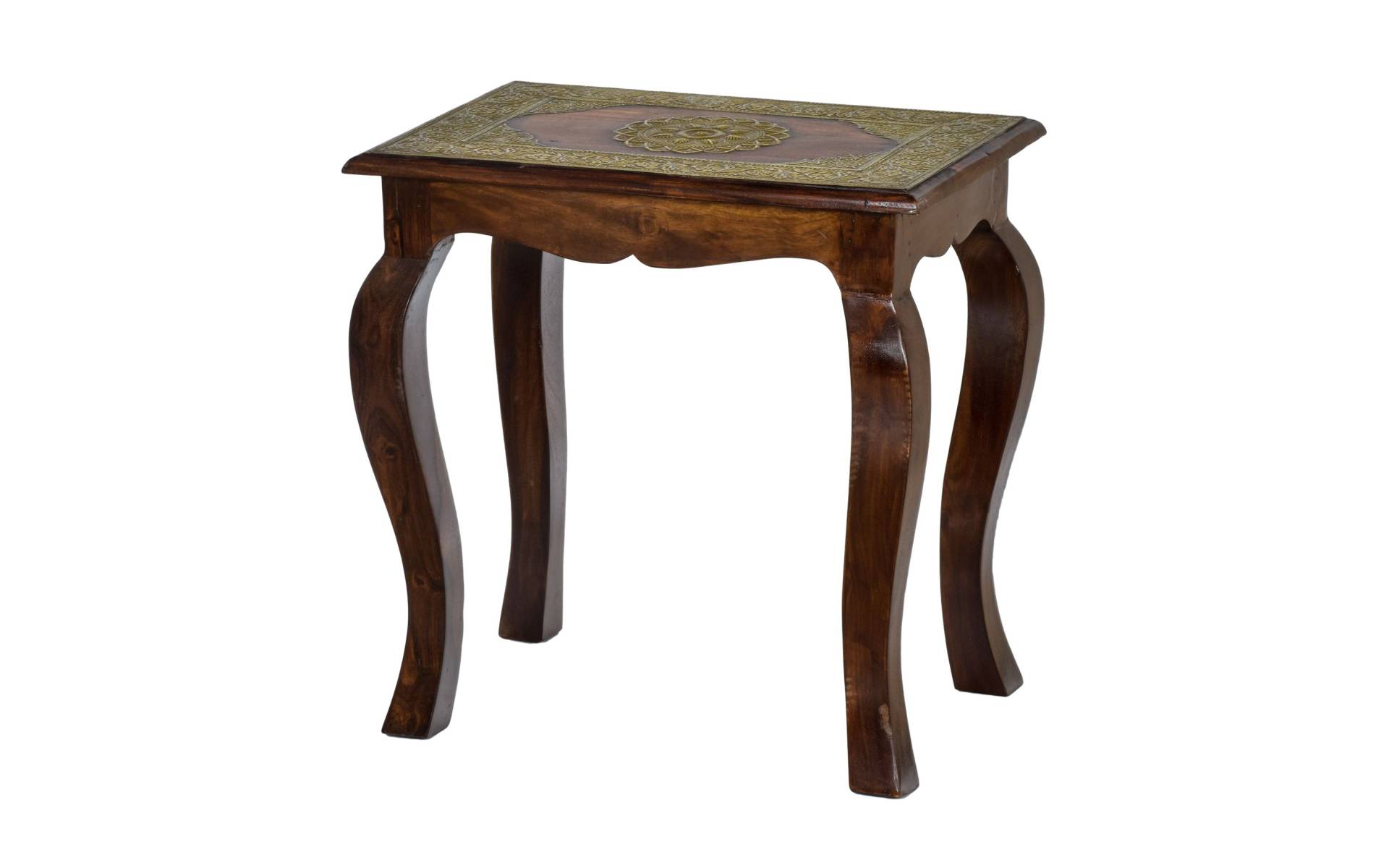 Stolička z palisandrového dreva, mosadzné kovanie, 48x33x49cm
