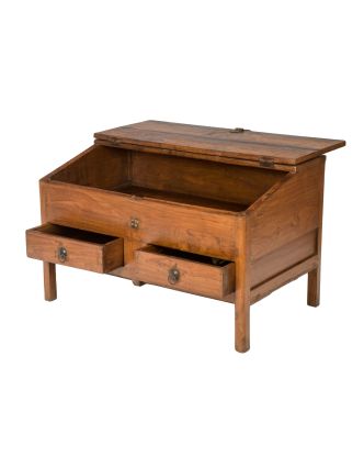 Starý kupecký stolík z teakového dreva, 82x52x53cm