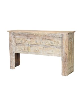 Konzolový stolík z teakového dreva, šuplíky, 150x45x92cm