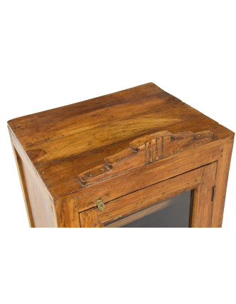 Prosklená skříňka z teakového dřeva, 39x30x65cm