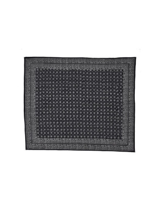 Čierny prikrývka na posteľ s bielym tlačou, prešívaný, 265x225cm