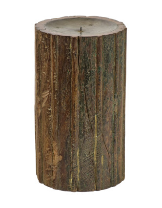 Drevený svietnik zo starého teakového stĺpu, 17x17x31cm