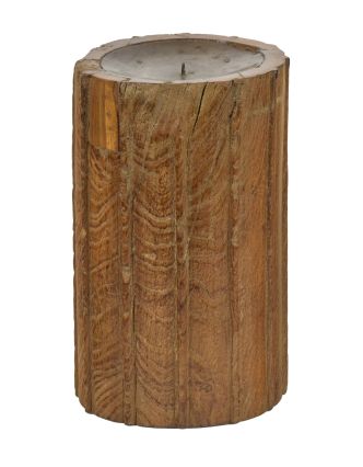 Drevený svietnik zo starého teakového stĺpu, 17x17x30cm
