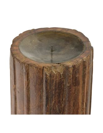 Drevený svietnik zo starého teakového stĺpu, 17,5x17,5x30cm