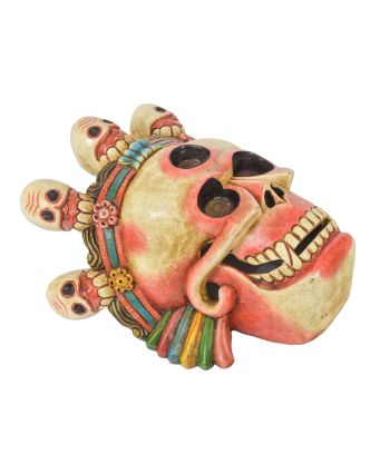 Lebka, drevená maska, ručne maľovaná, 30x17x34cm