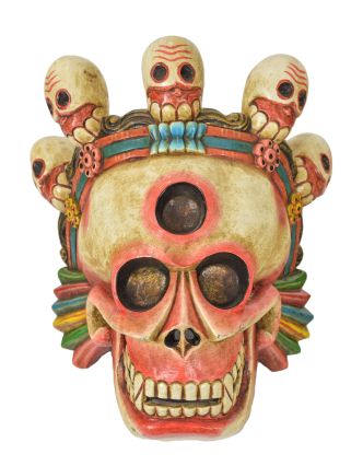 Lebka, drevená maska, ručne maľovaná, 30x17x34cm
