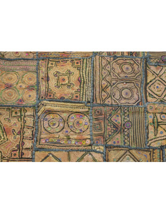 Patchworková tapiséria z Rajastanu, ručná práca, farebná, 95x140 cm