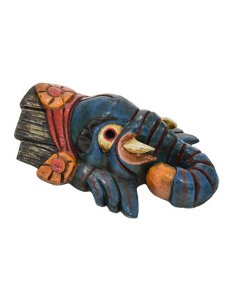 Ganeš, drevená maska, ručne maľovaná, 11x7x18cm