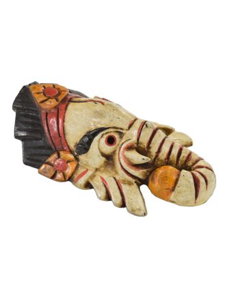 Ganeš, drevená maska, ručne maľovaná, 11x6x18cm