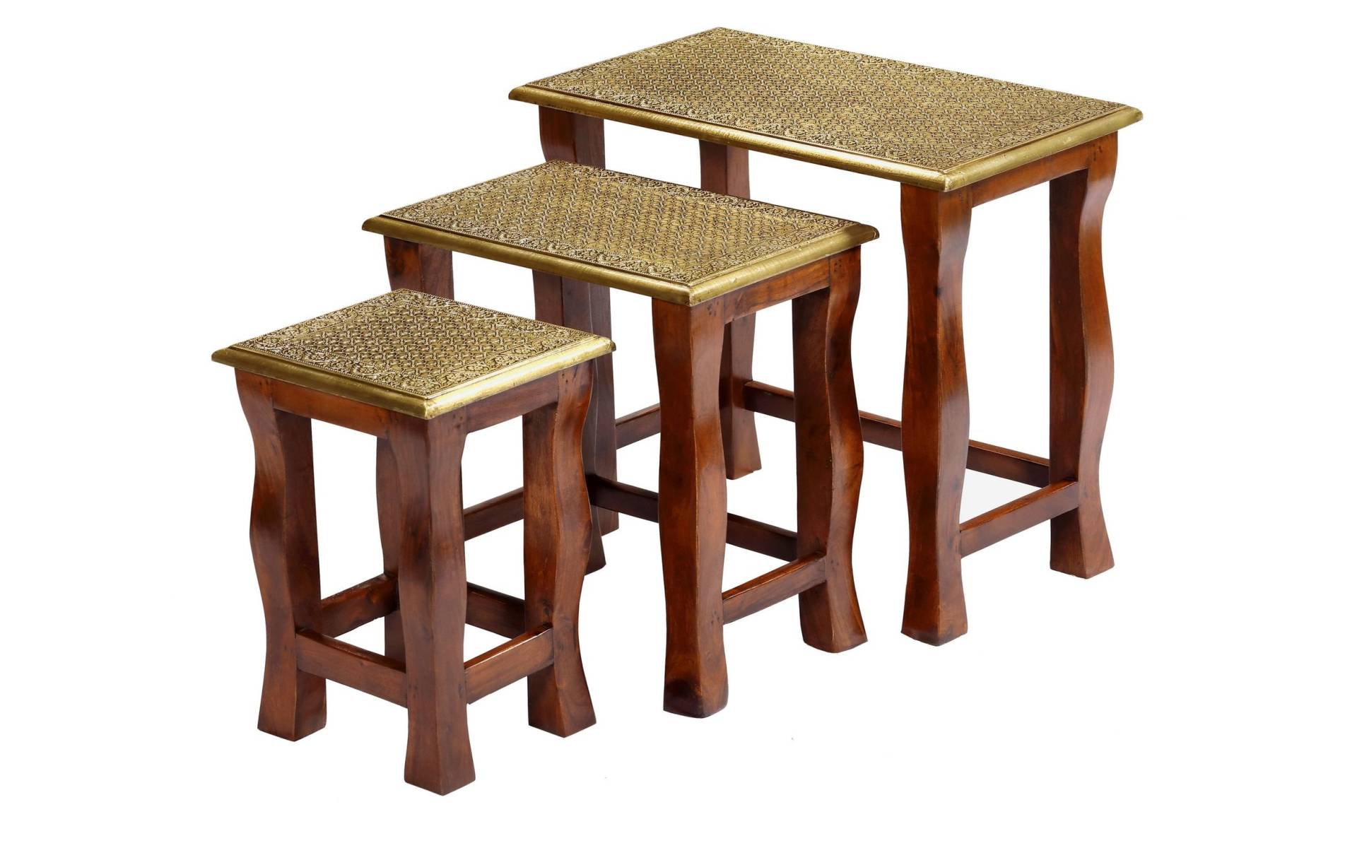 Set stoličiek z palisandrového dreva zdobená mosadzným kovaním, 60x35x52cm