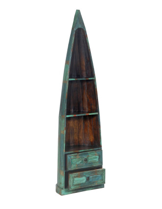 Knižnica z mangového dreva v tvare lode, 55x39x191cm