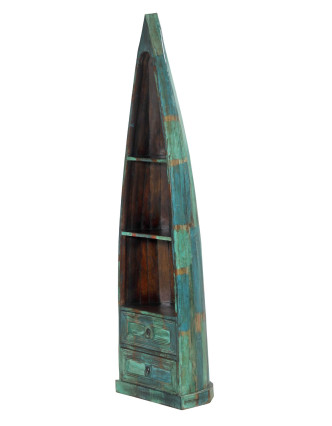 Knižnica z mangového dreva v tvare lode, 55x39x191cm