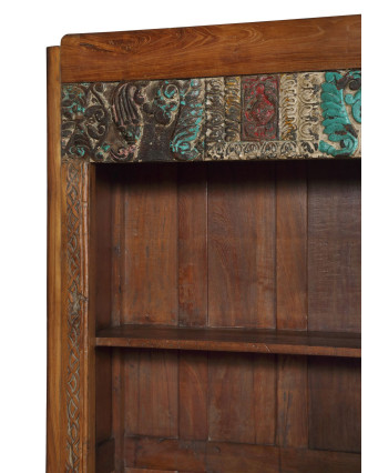 Knižnica z teakového dreva, ručné rezby, 88x38x190cm