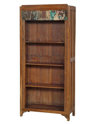Knižnica z teakového dreva, ručné rezby, 88x38x190cm