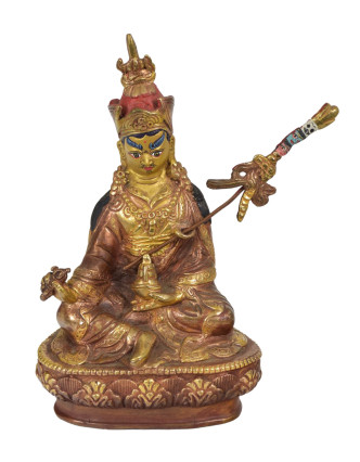 Guru Rinpoche, Padmasambhava, kovová soška, pozlátené, 9x6x14cm