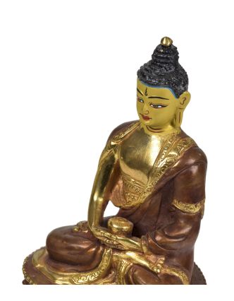 Budha Amitabha, kovová soška, pozlátené, 10x8x14cm