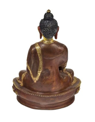 Budha Amitabha, kovová soška, pozlátené, 10x8x14cm