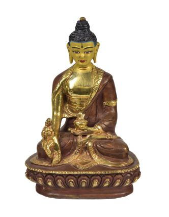 Uzdravujúca Budha, kovová soška, pozlátené, 10x8x14cm
