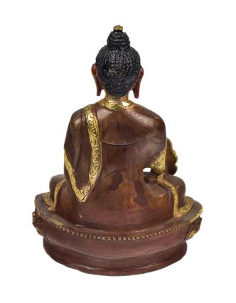 Uzdravujúca Budha, kovová soška, pozlátené, 10x8x14cm