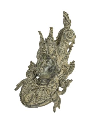 Tara, mosadzná maska, antik patina, 26x9x38cm