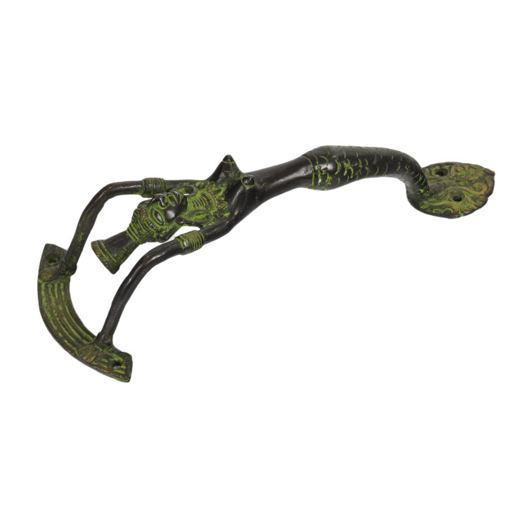 Dverné madlo morská panna, zelená patina, mosadz, 25cm
