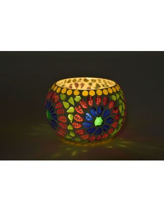 Lampička, sklenená mozaika, okrúhla, priemer 10cm, výška 8cm
