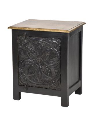 Nočný stolík z mangového dreva, čierny, 50x35x65cm