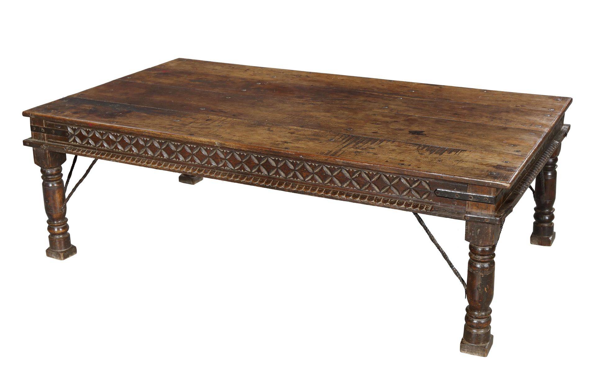 Konferenčný stôl z teakového dreva, ručné rezby, 182x104x60cm