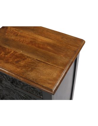 Nočný stolík z mangového dreva, čierny, 50x36x70cm