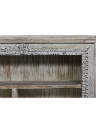 Knižnica z mangového dreva, biela patina, 183x45x97cm