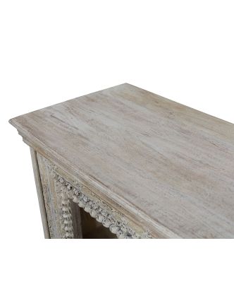 Knižnica z mangového dreva, biela patina, 183x45x97cm