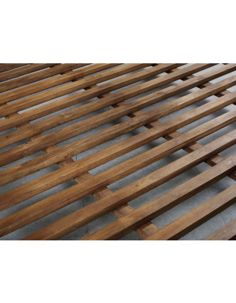 Posteľ z mangového dreva, ručne vyrezávaná, šedá patina, 180x200x140cm