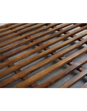 Posteľ z mangového dreva, ručne vyrezávaná, biela patina, 180x200x140cm