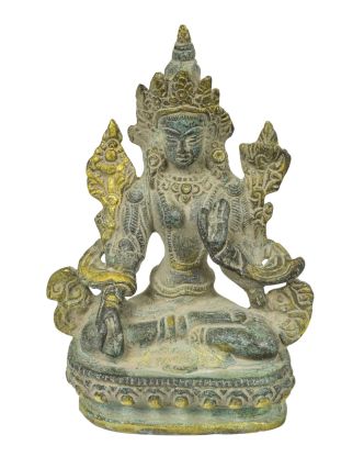 Biela Tara, mosadzná soška, antik patina, 14cm