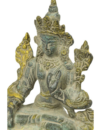 Biela Tara, mosadzná soška, antik patina, 14cm